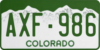 CO license plate AXF986