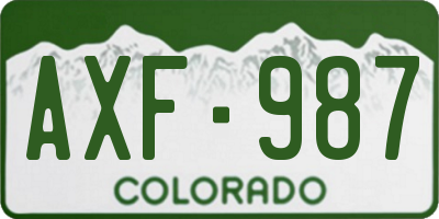CO license plate AXF987