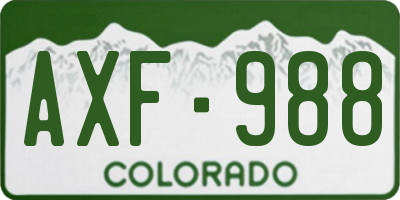 CO license plate AXF988