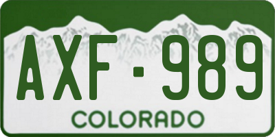 CO license plate AXF989