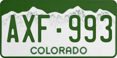 CO license plate AXF993