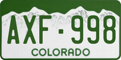 CO license plate AXF998