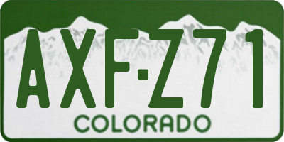 CO license plate AXFZ71