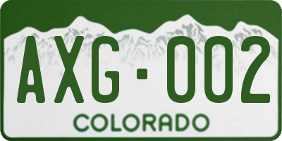 CO license plate AXG002