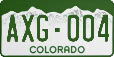 CO license plate AXG004