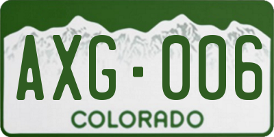 CO license plate AXG006