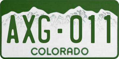 CO license plate AXG011