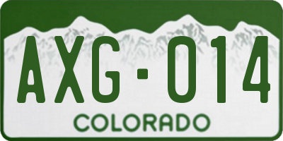 CO license plate AXG014