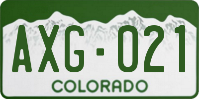 CO license plate AXG021