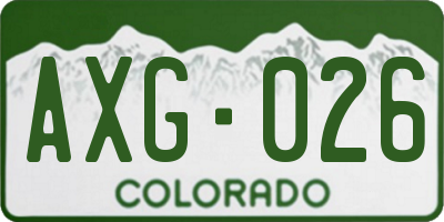 CO license plate AXG026