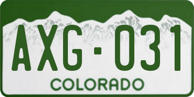 CO license plate AXG031