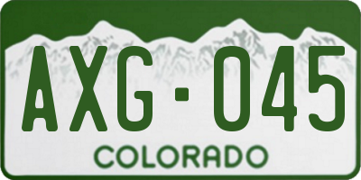CO license plate AXG045