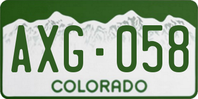 CO license plate AXG058