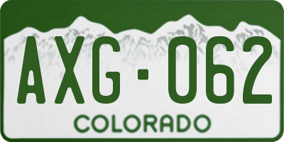 CO license plate AXG062