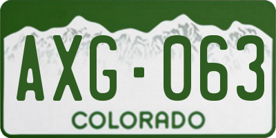 CO license plate AXG063