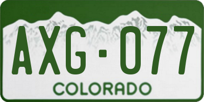 CO license plate AXG077