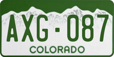 CO license plate AXG087