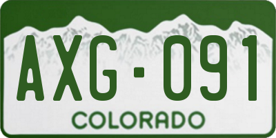 CO license plate AXG091