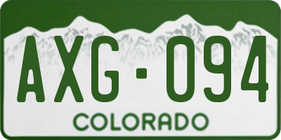 CO license plate AXG094