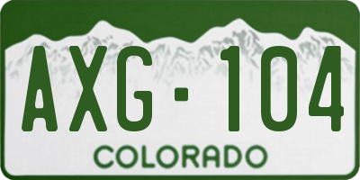 CO license plate AXG104