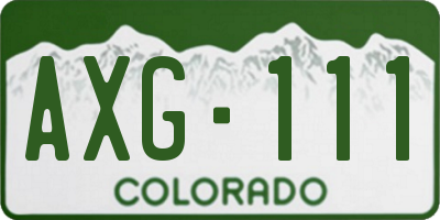 CO license plate AXG111