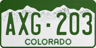 CO license plate AXG203