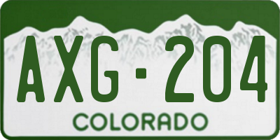 CO license plate AXG204