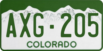 CO license plate AXG205