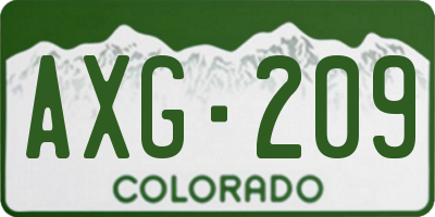 CO license plate AXG209