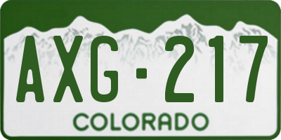 CO license plate AXG217