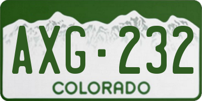 CO license plate AXG232