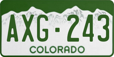 CO license plate AXG243