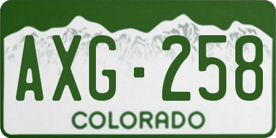 CO license plate AXG258