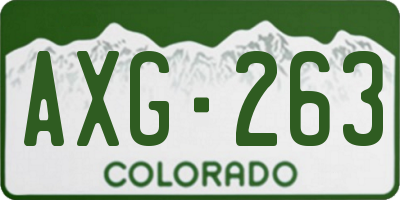 CO license plate AXG263