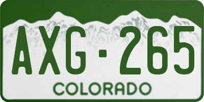CO license plate AXG265