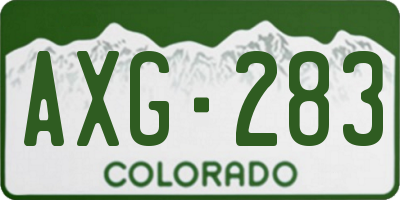 CO license plate AXG283