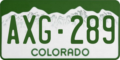 CO license plate AXG289