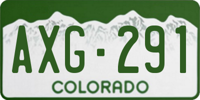 CO license plate AXG291