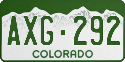CO license plate AXG292