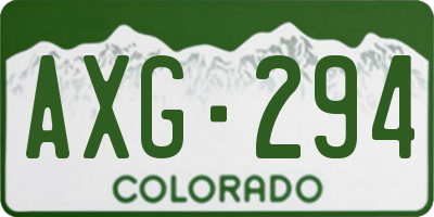CO license plate AXG294