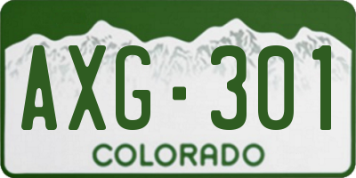 CO license plate AXG301
