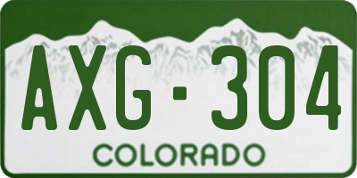 CO license plate AXG304