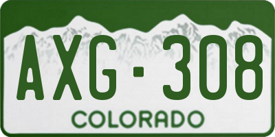 CO license plate AXG308
