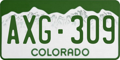 CO license plate AXG309
