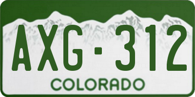 CO license plate AXG312
