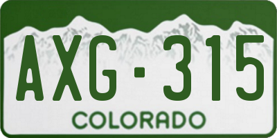 CO license plate AXG315