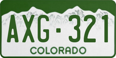 CO license plate AXG321
