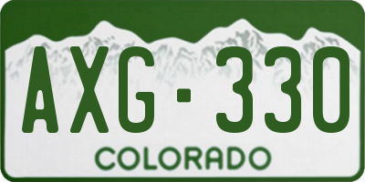 CO license plate AXG330