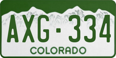 CO license plate AXG334