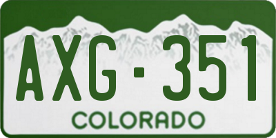 CO license plate AXG351